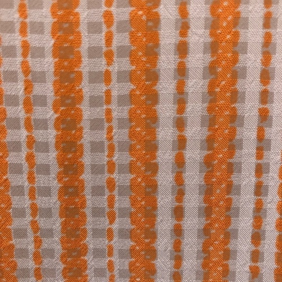 Chico’s Tunic Top Sz. 2/L Orange & White Stripe Roll Tab 3/4 Sleeve Casual Shirt - Picture 6 of 7